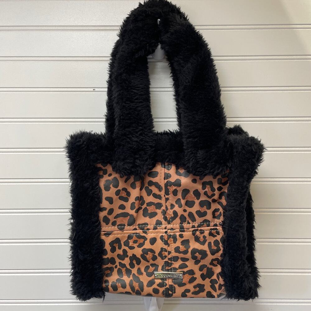 Madden Girl Faux Fur & Leopard Print Small Tote Bag
